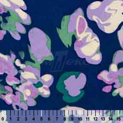 Штапель принт (100% вискоза) D4,C3, 110 гр/м2, шир.140см, принт цветы/василёк - купить в Екатеринбурге. Цена 343 руб.