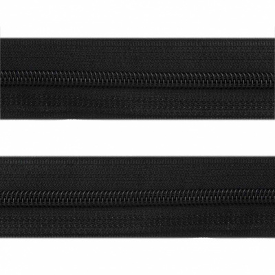 Рулонная молния с покрытием PVC спираль тип 3 (упак.270м) -черная с полосой СВО - купить в Екатеринбурге. Цена: 12.74 руб.