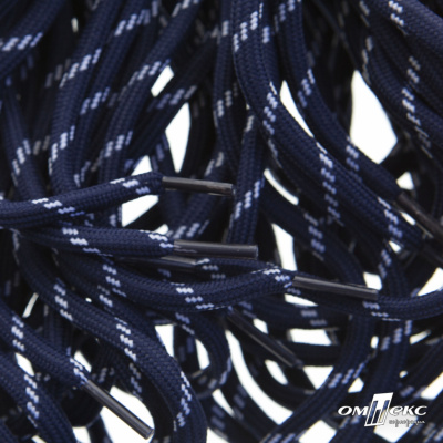 Шнурки #107-19, круглые 130 см, двухцветные цв.тём.синий/белый - купить в Екатеринбурге. Цена: 22.14 руб.