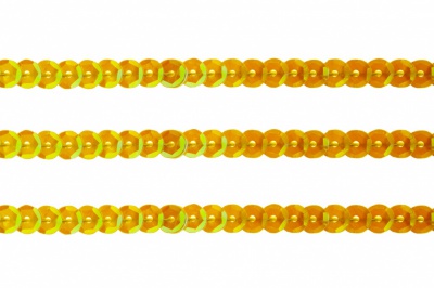 Пайетки "ОмТекс" на нитях, CREAM, 6 мм С / упак.73+/-1м, цв. 92 - золото - купить в Екатеринбурге. Цена: 484.77 руб.
