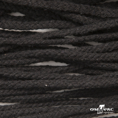 Шнур плетеный d-6 мм круглый, 70% хлопок 30% полиэстер, уп.90+/-1 м, цв.1078-черный - купить в Екатеринбурге. Цена: 588 руб.