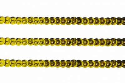 Пайетки "ОмТекс" на нитях, SILVER-BASE, 6 мм С / упак.73+/-1м, цв. А-1 - т.золото - купить в Екатеринбурге. Цена: 468.37 руб.
