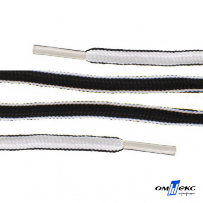 Шнурки #4-27, круглые 130 см, двухцветные (черно/белый) - купить в Екатеринбурге. Цена: 47.04 руб.