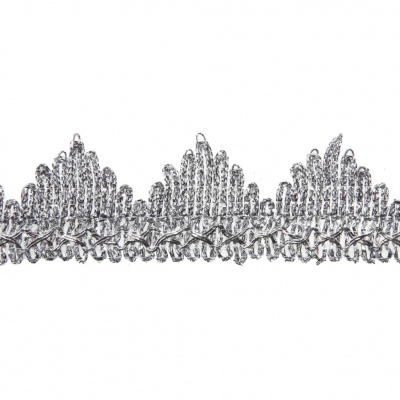 Тесьма металлизированная 0384-0240, шир. 40 мм/уп. 25+/-1 м, цвет серебро - купить в Екатеринбурге. Цена: 490.74 руб.