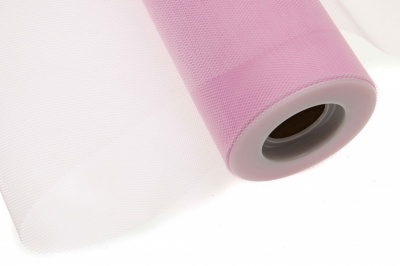 Фатин в шпульках 16-14, 10 гр/м2, шир. 15 см (в нам. 25+/-1 м), цвет розовый - купить в Екатеринбурге. Цена: 100.69 руб.