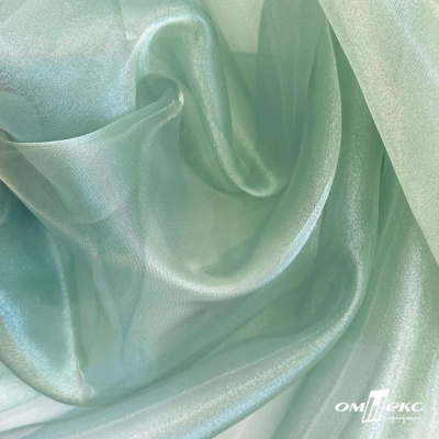 Ткань органза, 100% полиэстр, 28г/м2, шир. 150 см, цв. #104 светло-зеленый - купить в Екатеринбурге. Цена 86.24 руб.