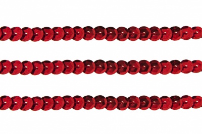 Пайетки "ОмТекс" на нитях, SILVER-BASE, 6 мм С / упак.73+/-1м, цв. 3 - красный - купить в Екатеринбурге. Цена: 468.37 руб.