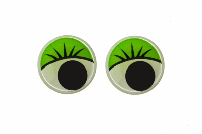 Глазки для игрушек, круглые, с бегающими зрачками, 15 мм/упак.50+/-2 шт, цв. -зеленый - купить в Екатеринбурге. Цена: 113.01 руб.
