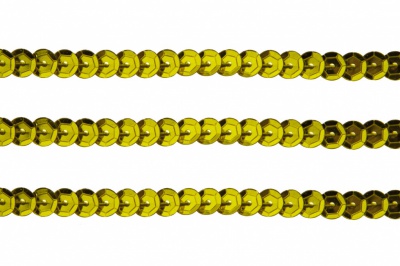 Пайетки "ОмТекс" на нитях, SILVER-BASE, 6 мм С / упак.73+/-1м, цв. 7 - св.золото - купить в Екатеринбурге. Цена: 468.37 руб.