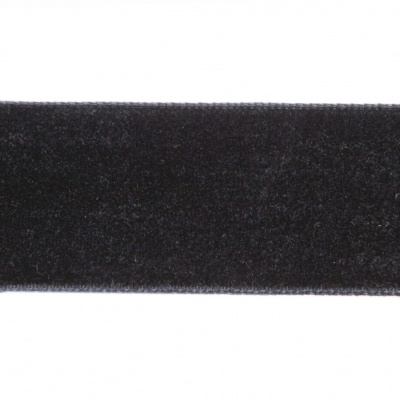 Лента бархатная нейлон, шир.25 мм, (упак. 45,7м), цв.03-черный - купить в Екатеринбурге. Цена: 800.84 руб.