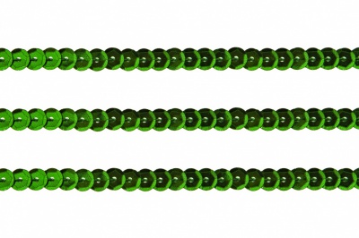 Пайетки "ОмТекс" на нитях, SILVER-BASE, 6 мм С / упак.73+/-1м, цв. 4 - зеленый - купить в Екатеринбурге. Цена: 484.77 руб.