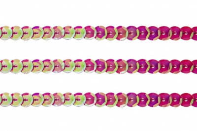 Пайетки "ОмТекс" на нитях, CREAM, 6 мм С / упак.73+/-1м, цв. 89 - розовый - купить в Екатеринбурге. Цена: 468.37 руб.