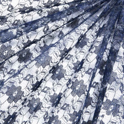 Кружевное полотно гипюр 10102, шир.150 см, цвет т.синий/dark blue - купить в Екатеринбурге. Цена 177.14 руб.
